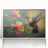 Framed wall art collection featuring vibrant hummingbird designs in intricate detail, set against a white background, ideal for enhancing home decor and bird enthusiasts' spaces.