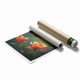 Hummingbird-themed wall art collection featuring vibrant colors and intricate designs, rolled for easy shipping in a protective cardboard tube, perfect for home decor.