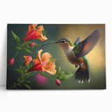 Colorful hummingbird wall art collection featuring five vibrant designs on stretched canvas, showcasing intricate details and vivid colors, perfect for home decor.