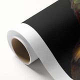 Vibrant rolled canvas artwork showcasing a detailed hummingbird design with colorful floral accents, perfect for home decor or art enthusiasts, packaged securely in a cardboard tube.