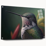Hummingbird wall art collection displayed in acrylic glass, featuring vibrant colors and intricate designs, perfect for enhancing modern home décor.