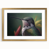 Hummingbird wall art collection framed in gold with a mat, showcasing vibrant colors and intricate designs, perfect for adding elegance to any space.