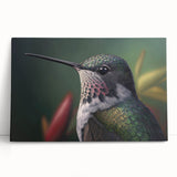 Vibrant hummingbird wall art design on stretched canvas, featuring rich colors and intricate details, ideal for enhancing home decor and creating a lively atmosphere. Perfect for art enthusiasts and nature lovers seeking unique decor.