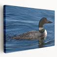 Stretched canvas wall art featuring a serene loon design, showcasing vibrant colors and intricate details, ideal for enhancing home decor or nature-themed spaces.