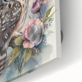 Close-up of a vibrant owl design wall art piece made from acrylic glass, showcasing intricate details and vivid colors, perfect for modern home decor.
