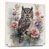 Owl design wall art collection displayed in acrylic glass, showcasing vibrant colors and intricate details. Perfect for adding a modern touch to any room decor.