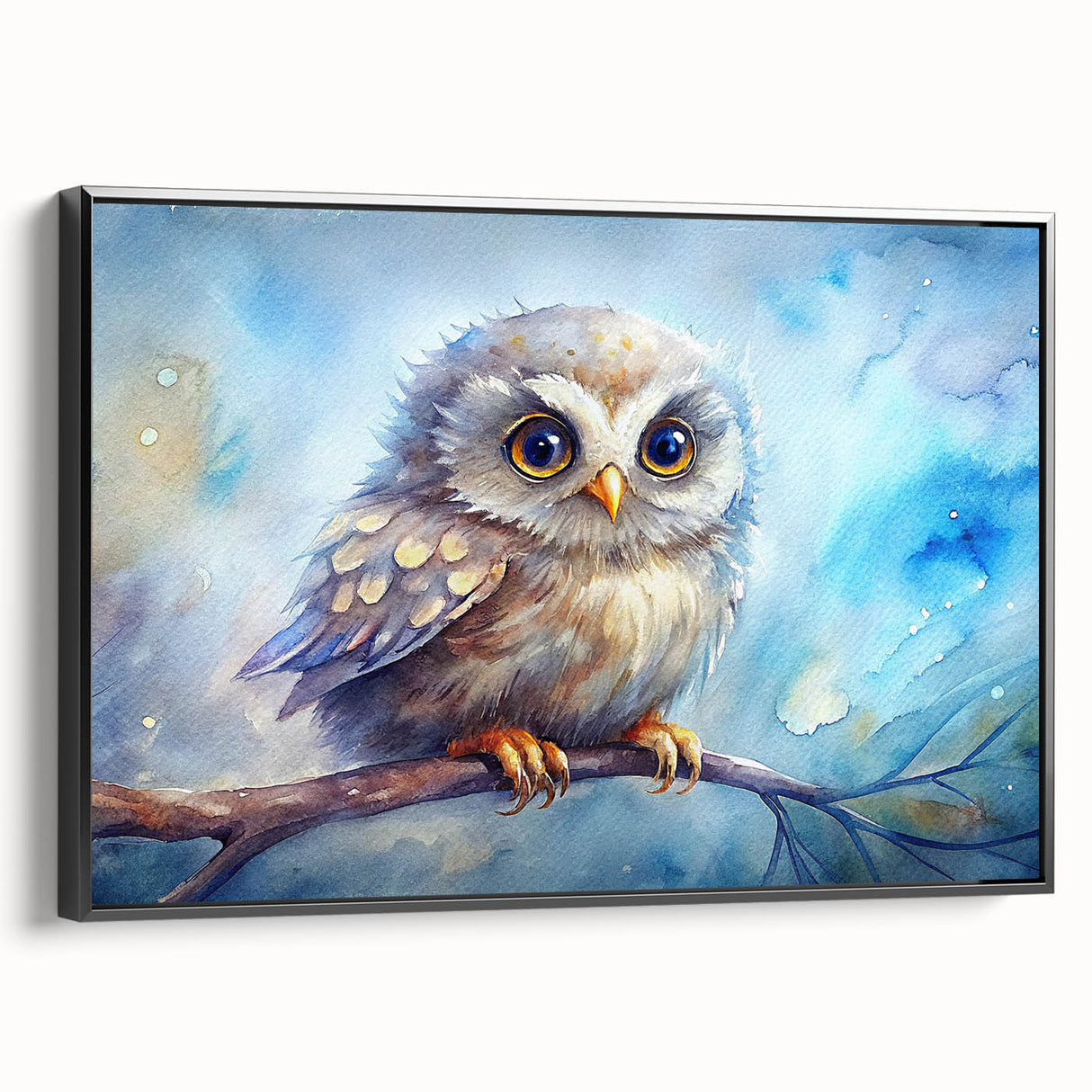 Framed canvas wall art showcasing a detailed owl design in black, featuring a modern aesthetic, perfect for enhancing home decor with animal-themed artwork.