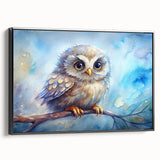 Framed canvas wall art showcasing a detailed owl design in black, featuring a modern aesthetic, perfect for enhancing home decor with animal-themed artwork.