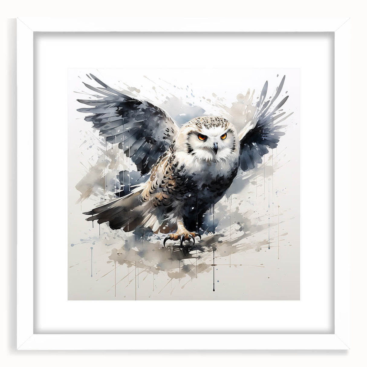 Framed wall art collection showcasing a beautifully designed owl illustration in a white mat, perfect for adding a touch of elegance to any room decor.