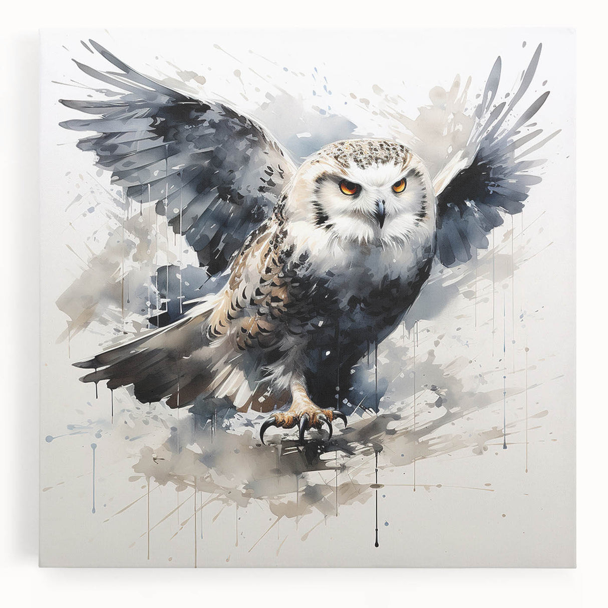Stylish owl-themed wall art collection displayed on stretched canvas, showcasing intricate details and vibrant colors, perfect for home decor enthusiasts.
