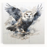 Stylish owl-themed wall art collection displayed on stretched canvas, showcasing intricate details and vibrant colors, perfect for home decor enthusiasts.