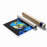 Vibrant wall art print showcasing a colorful design of various parrots perched among tropical foliage, perfect for adding a lively touch to any space.