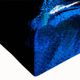 Close-up of a vibrant wall art canvas featuring a colorful parrot design, showcasing intricate feather details and rich hues of green, blue, and yellow. Ideal for tropical-themed decor or bird lovers.