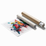 Vibrant wall art print showcasing a colorful design of various birds and parrots, rolled for easy display and shipping, perfect for tropical-themed decor.