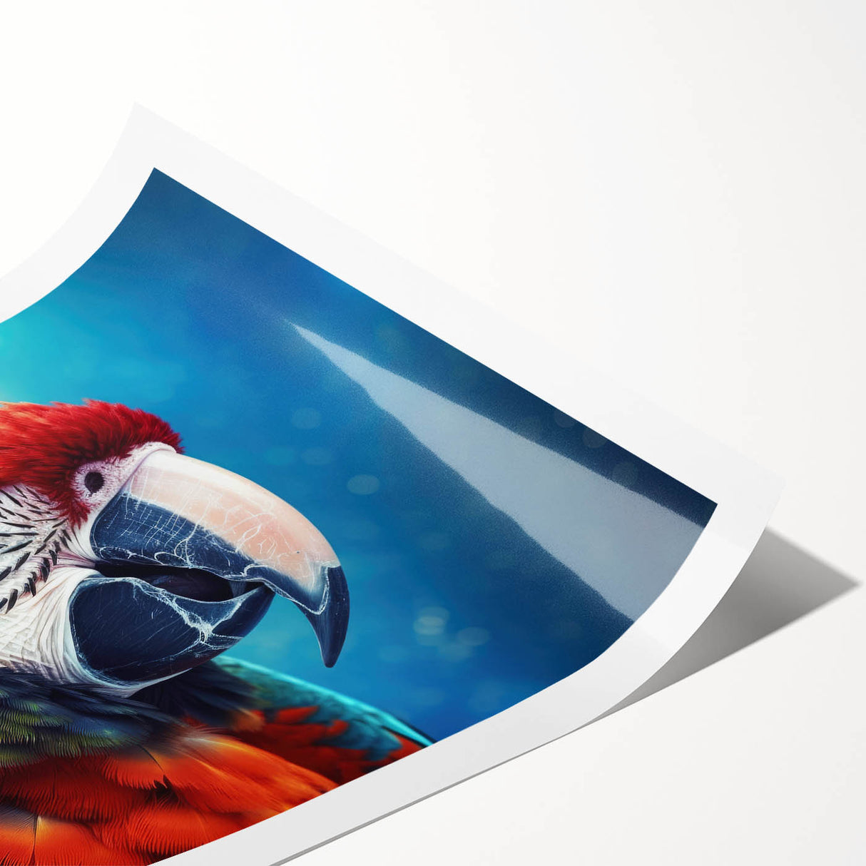 Vibrant wall art print showcasing a collection of colorful parrots on a textured background, rolled and ready for framing, perfect for adding a tropical touch to home decor.