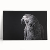 Brightly colored parrot wall art design on stretched canvas, showcasing vibrant greens, yellows, and blues, perfect for adding a tropical touch to any room.