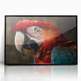 Framed wall art featuring a vibrant parrot design, showcasing colorful birds in a black frame, perfect for tropical-themed decor or wildlife enthusiasts.