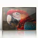 Framed wall art featuring a vibrant design of colorful parrots on a gold-accented background, perfect for adding a tropical touch to home decor. This acrylic piece showcases intricate details and vivid colors, ideal for bird lovers and art enthusiasts.