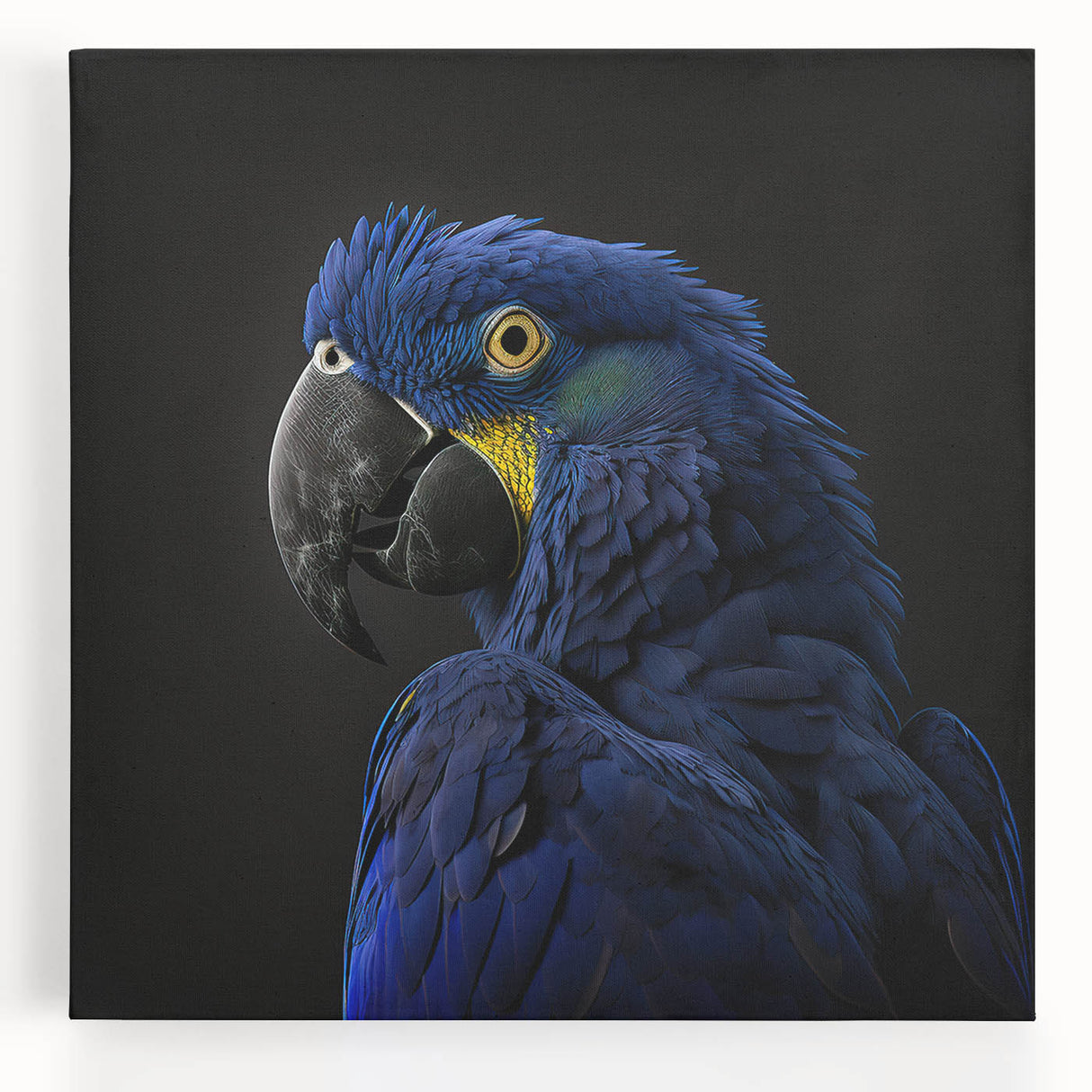 Colorful canvas wall art featuring a vibrant collection of various parrot species in a tropical setting, showcasing detailed feathers and lush greenery. Ideal for nature lovers and home decor enthusiasts.