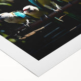 Vibrant rolled canvas wall art featuring a colorful parrot design, showcasing intricate bird details against a bright background, perfect for home decor.