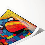 Vibrant wall art print featuring an array of colorful parrots against a lush green background, showcasing nature's beauty and perfect for bird lovers' decor.