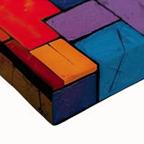 Colorful close-up of a stretched canvas wall art featuring a vibrant design of various parrots, showcasing intricate details and lively hues, perfect for bird lovers and home decor enthusiasts.