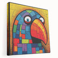 Colorful stretched canvas wall art featuring a vibrant parrot design, showcasing intricate details and bold hues, ideal for enhancing home decor.