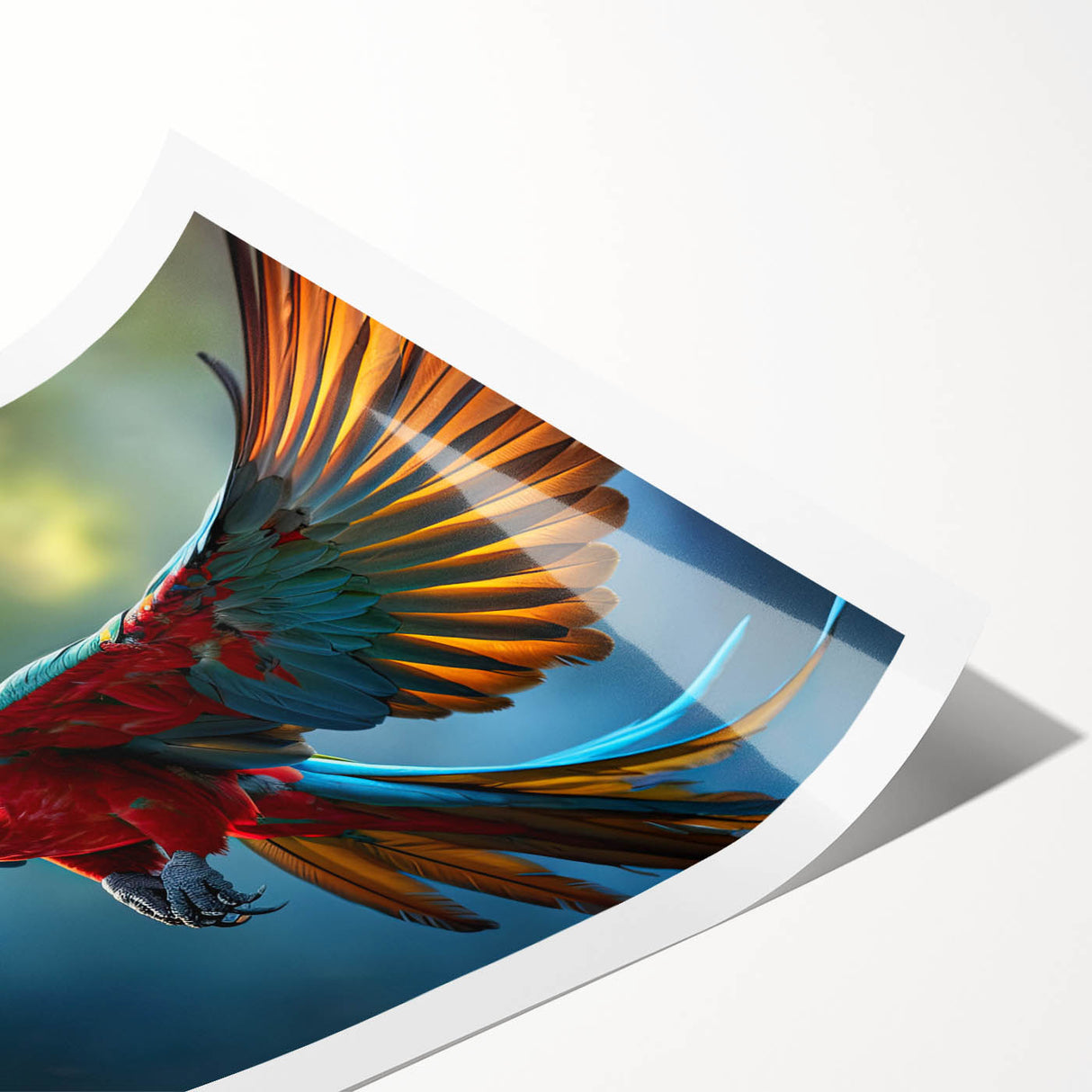 Vibrant rolled print showcasing a colorful collection of parrot illustrations, perfect for enhancing home decor with tropical flair, packaged securely for delivery.