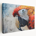 Vibrant wall art canvas showcasing a colorful parrot design with intricate details, perfect for adding a tropical touch to home decor.