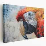 Vibrant wall art canvas showcasing a colorful parrot design with intricate details, perfect for adding a tropical touch to home decor.
