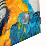 Close-up of a vibrant acrylic wall art piece showcasing a colorful parrot design, perfect for adding a tropical touch to interior decor.