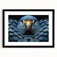 Framed wall art featuring vibrant parrots in a colorful design, showcased in a sleek black frame with a mat, ideal for enhancing home decor and adding a tropical touch.