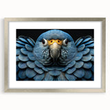 Framed wall art featuring a vibrant collection of parrots on a textured background, showcasing rich colors and intricate details, perfect for bird lovers and home decor enthusiasts.