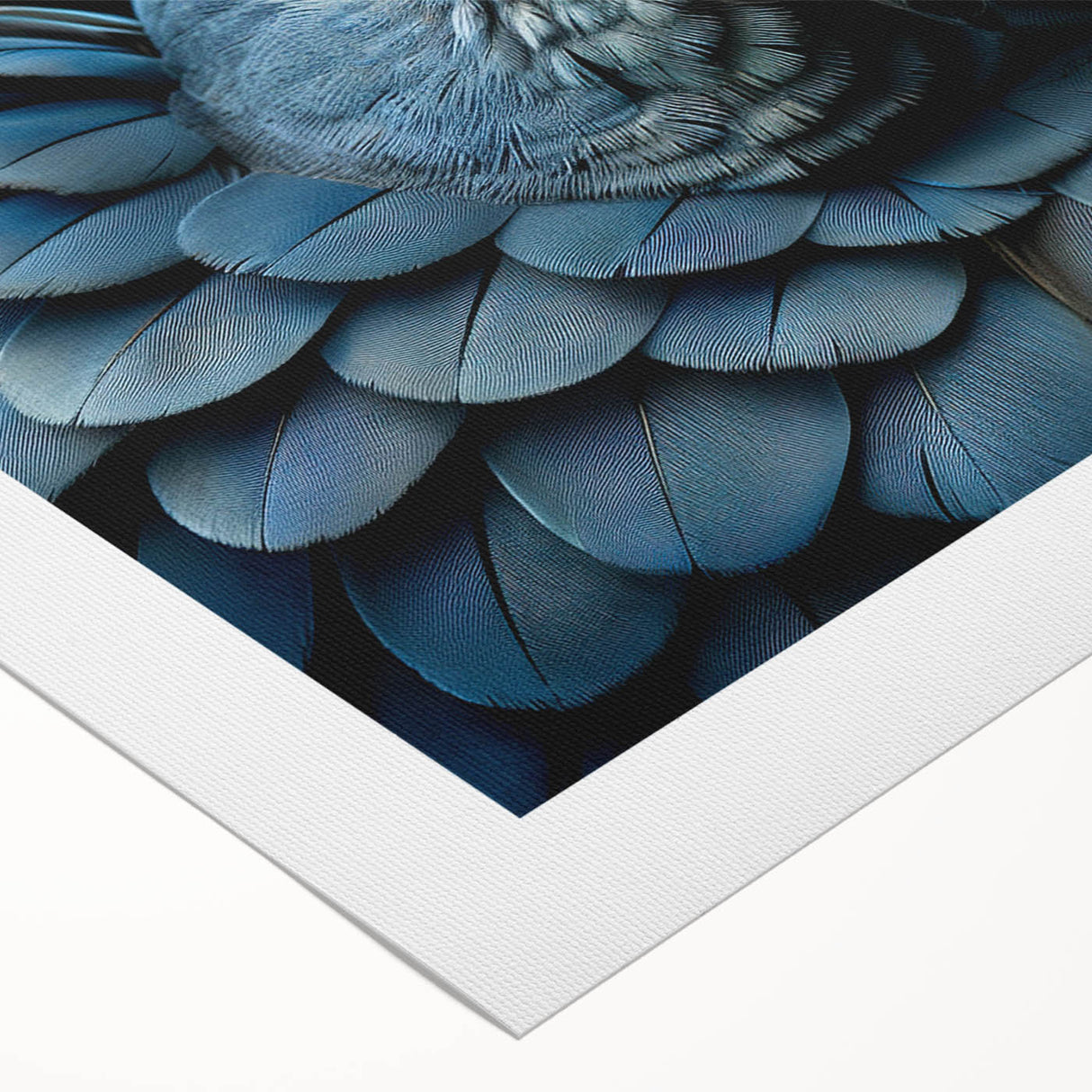 Rolled canvas showcasing a vibrant design of colorful parrots perched among lush green foliage, perfect for adding a tropical touch to any home decor.