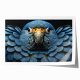 Vibrant rolled print showcasing a colorful collection of exotic parrots perched among lush green leaves, ideal for enhancing home decor with tropical flair.