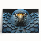 Vibrant stretched canvas wall art featuring colorful parrots against a lush green background, perfect for adding a tropical touch to any living space.