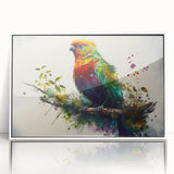 Framed wall art featuring a vibrant parrot design in a modern acrylic finish, showcasing bright colors and intricate details against a white background. Perfect for bird lovers seeking stylish home decor.