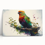 Colorful parrot wall art on stretched canvas, showcasing vibrant tropical hues and detailed bird designs, perfect for enhancing living spaces and adding a playful touch.