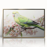 Framed wall art collection featuring vibrant parrot illustrations on a gold-accented background, enhancing decor with a tropical flair and artistic elegance.