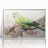 Framed acrylic wall art showcasing a colorful collection of parrot designs, set against a white background, perfect for adding a vibrant touch to any room decor.