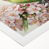 Vibrant rolled canvas showcasing a colorful design of tropical parrots perched among lush foliage, ideal for enhancing home decor with a lively, exotic touch.