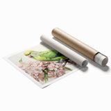 Colorful rolled print showcasing a vibrant collection of parrot wall art designs, featuring detailed illustrations of various parrot species on a textured background. Perfect for bird lovers and home decor enthusiasts, this print is ideal for adding a lively touch to any space.