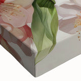 Close-up of a vibrant wall art piece featuring a collection of colorful parrots on stretched canvas, showcasing intricate details and vivid colors, perfect for bird lovers.