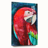 Vibrant acrylic wall art featuring a colorful parrot design, showcasing intricate details and a side profile view, perfect for enhancing any living space decor.