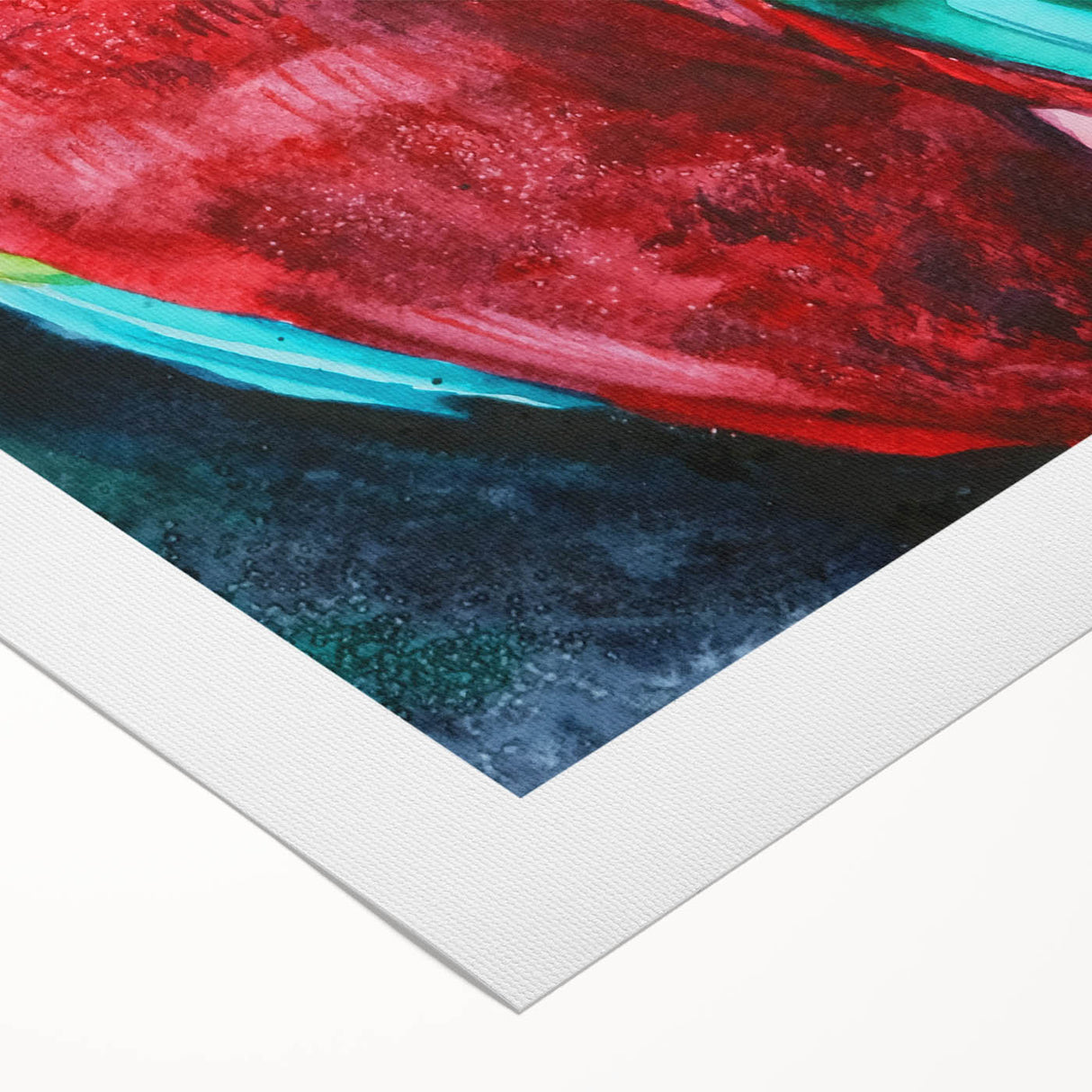 Colorful rolled canvas artwork showcasing a vibrant design of various parrots, perfect for enhancing home decor with a tropical feel. Ideal for bird lovers.