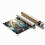 Vibrant wall art print showcasing a colorful collection of parrots in various poses, featuring lush green foliage, perfect for adding a tropical touch to any room.