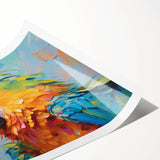 Vibrant rolled print showcasing a collection of colorful parrots in a lush tropical setting, perfect for adding a lively touch to any home décor.