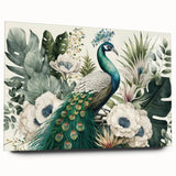 Vibrant acrylic glass wall art showcasing a peacock design in rich colors, viewed from the side, ideal for enhancing modern home decor. Perfect for bird lovers.