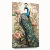 Acrylic wall art featuring a vibrant peacock design in rich blues and greens, showcasing intricate feather details and a sleek side view without pins. Perfect for adding a touch of elegance to any modern decor.