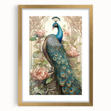 Elegant framed wall art showcasing a vibrant peacock design in gold tones, perfect for enhancing home decor. Ideal for art lovers seeking luxurious aesthetics.